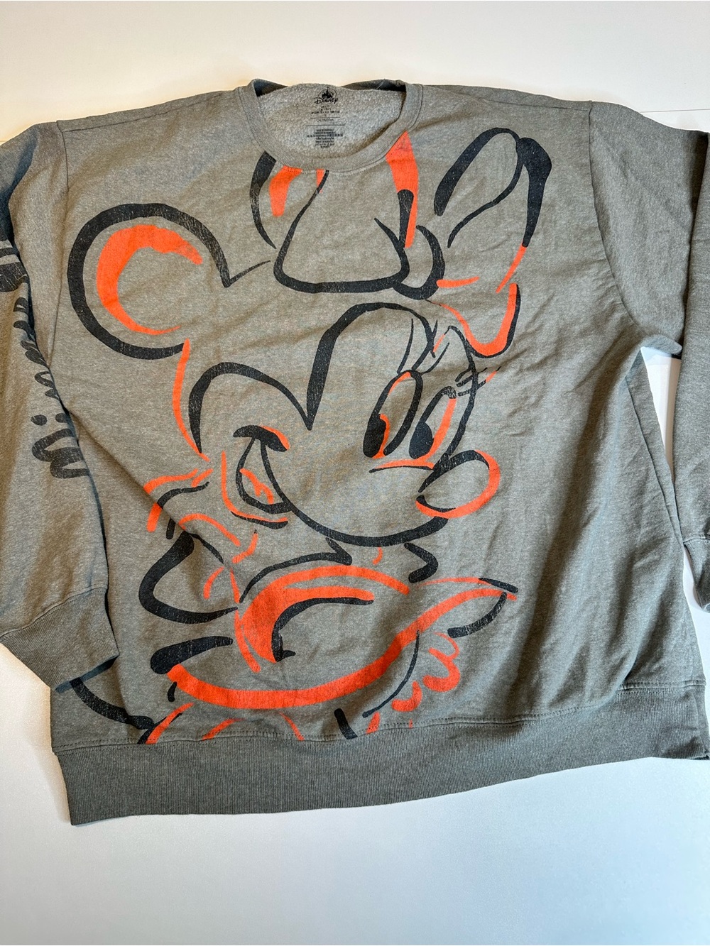 Disney Gray Crewneck Sweatshirt with Orange & Black Minnie Graphic